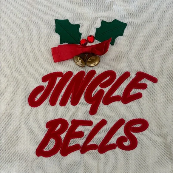 Great Christmas Sweater Women’s Large White (Ivory) Jingle Bells Holiday Top NWT - Picture 4 of 8